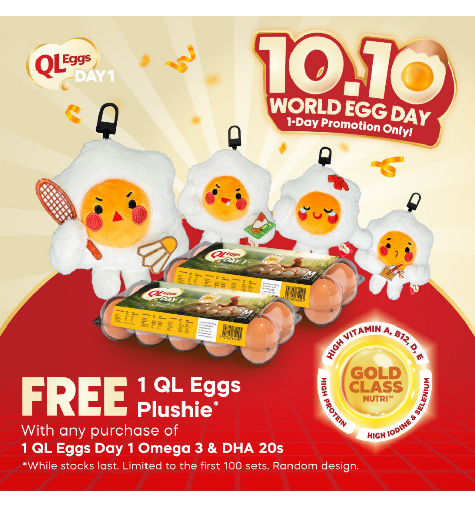 QL Omega & DHA Egg - Medium 20pcs FREE 1 QL Eggs Plushie QL Omega & DHA Egg - Medium 20pcs FREE 1 QL Eggs Plushie