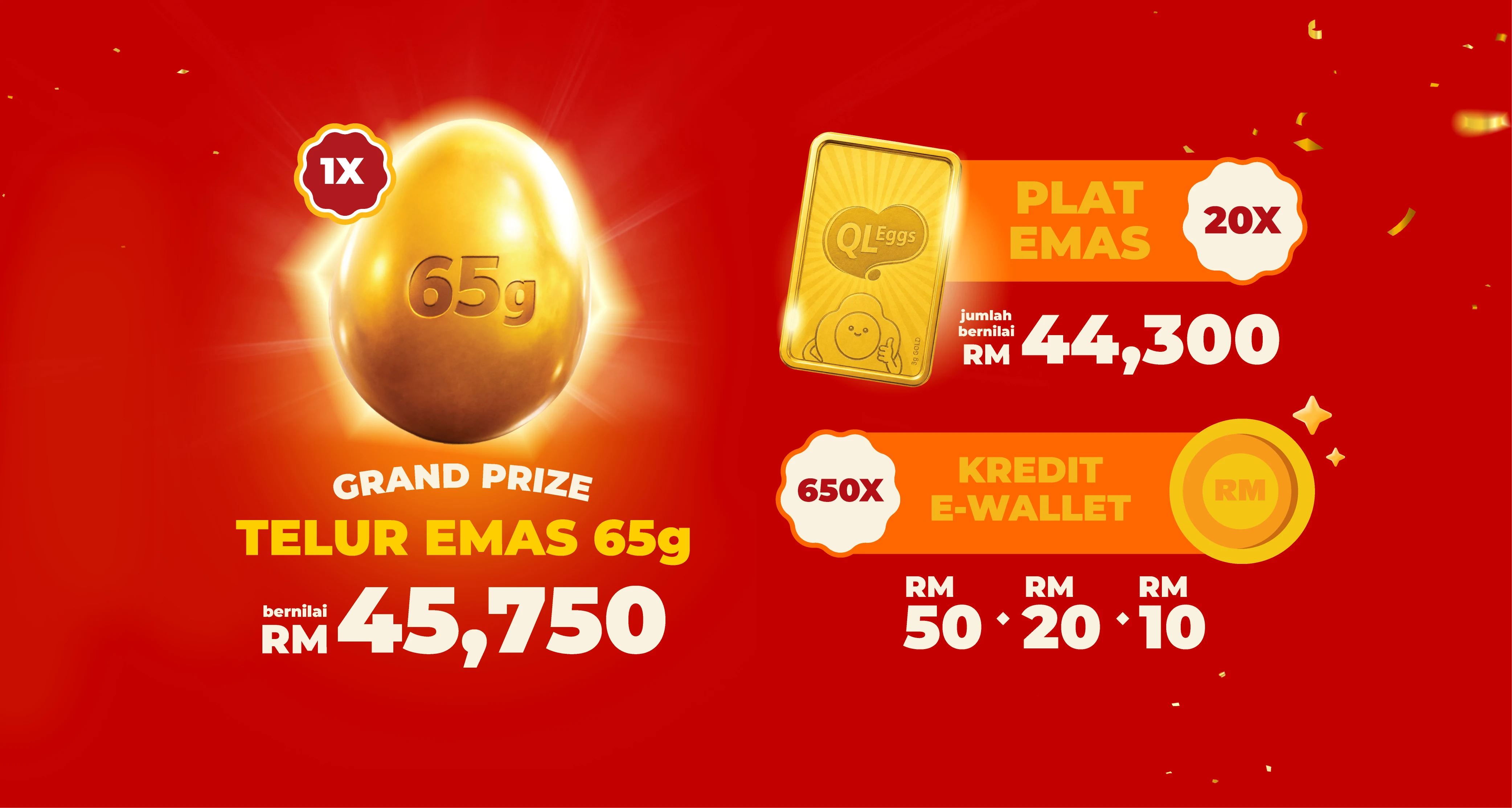 Hadiah Breakathon: Telur Emas 65g, plat emas dan kredit e-wallet