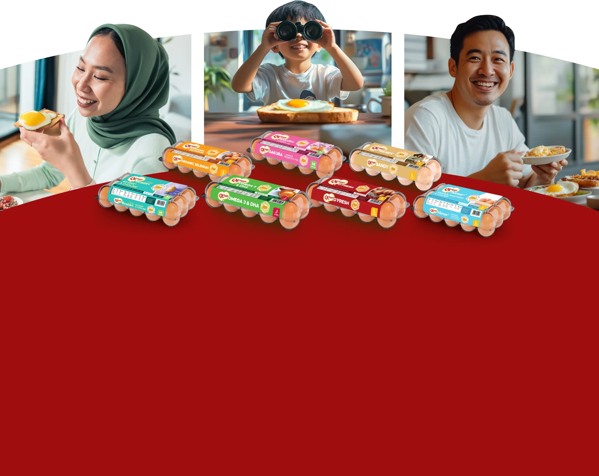QL Eggs Full Product Range – Omega-3 DHA Brain+ Sakura Probiotic and D'Fresh Eggs Malaysia
